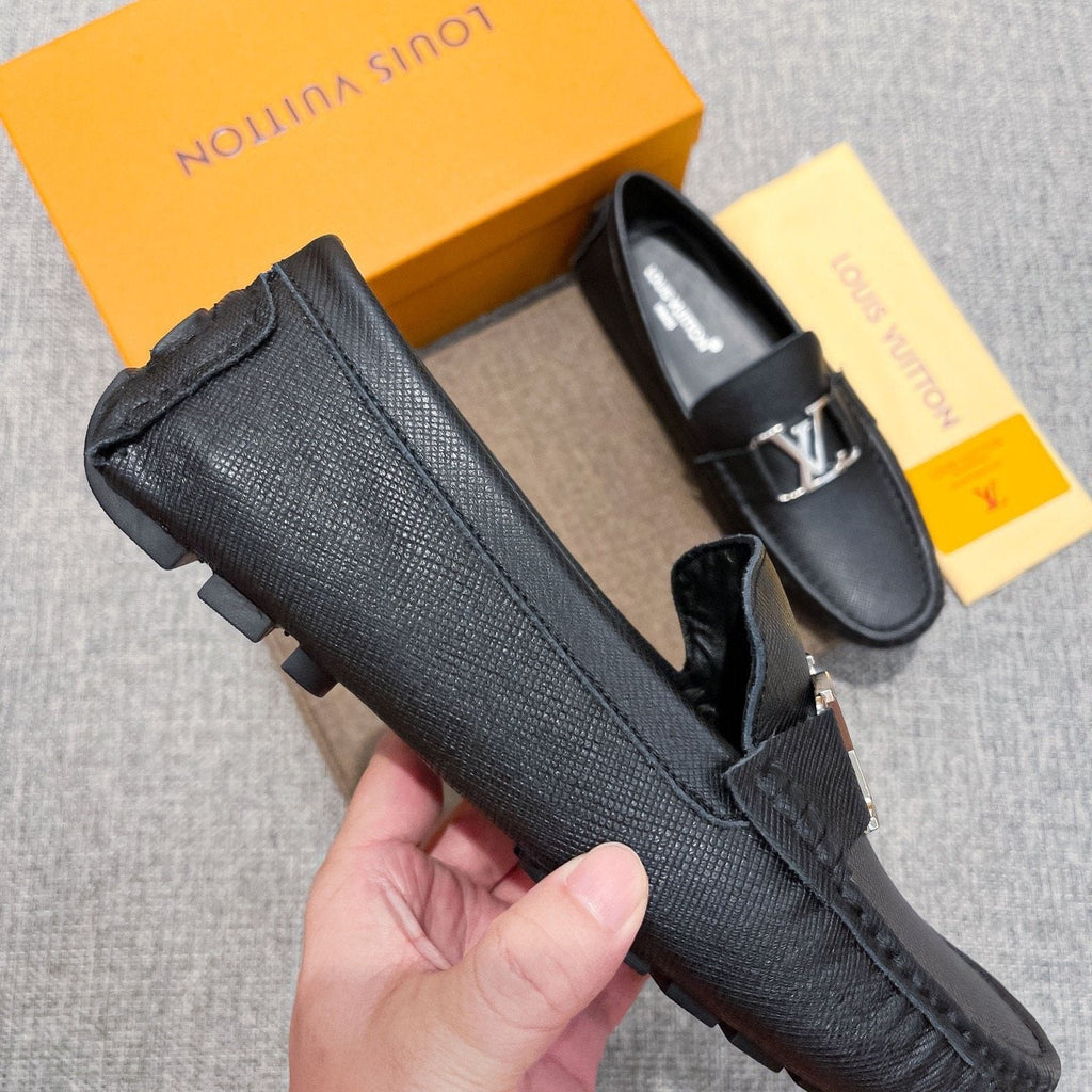 Louis Vuitton Black Metal-Hardware Loafers — side
