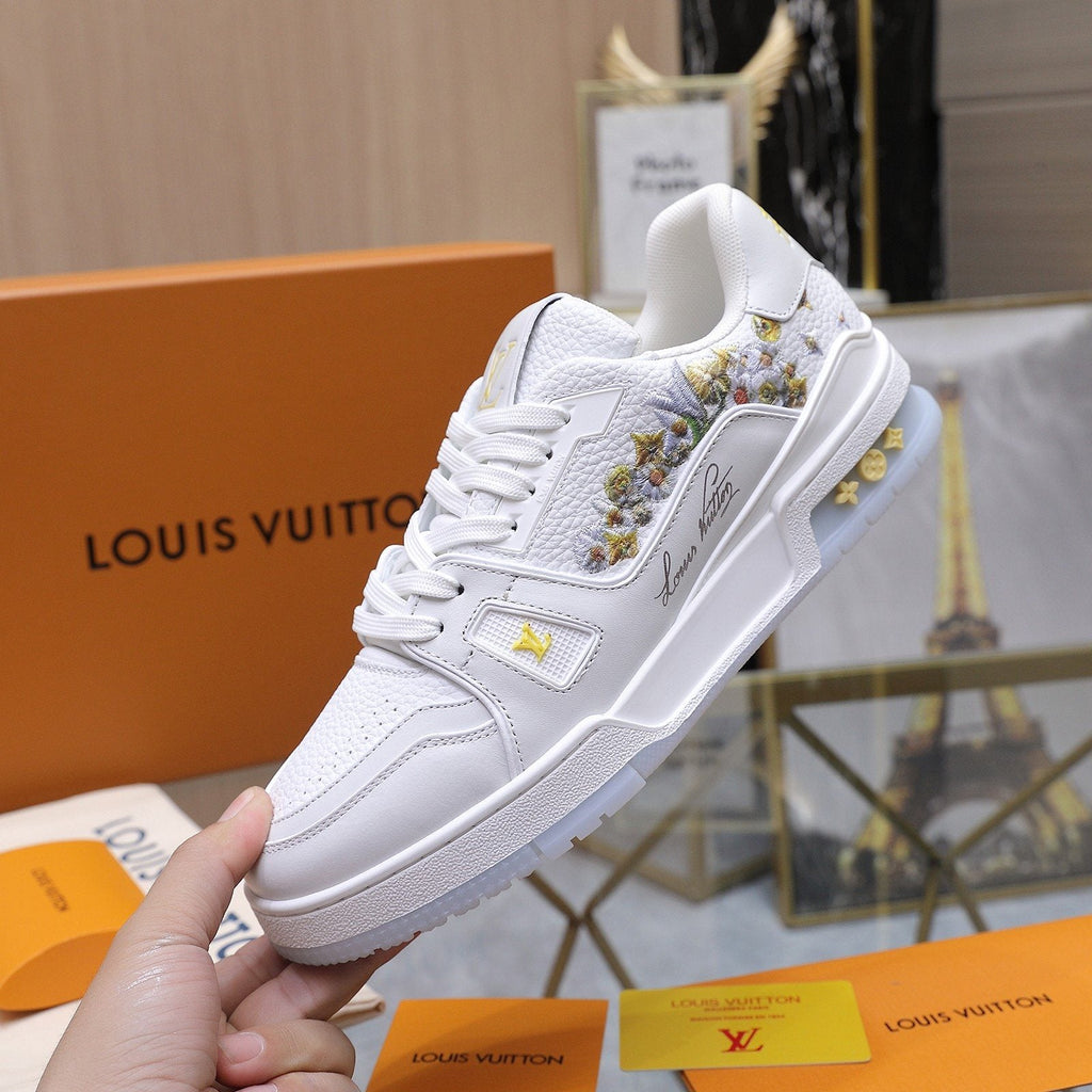 Louis Vuitton Embroidered White Low-Top Sneakers — model