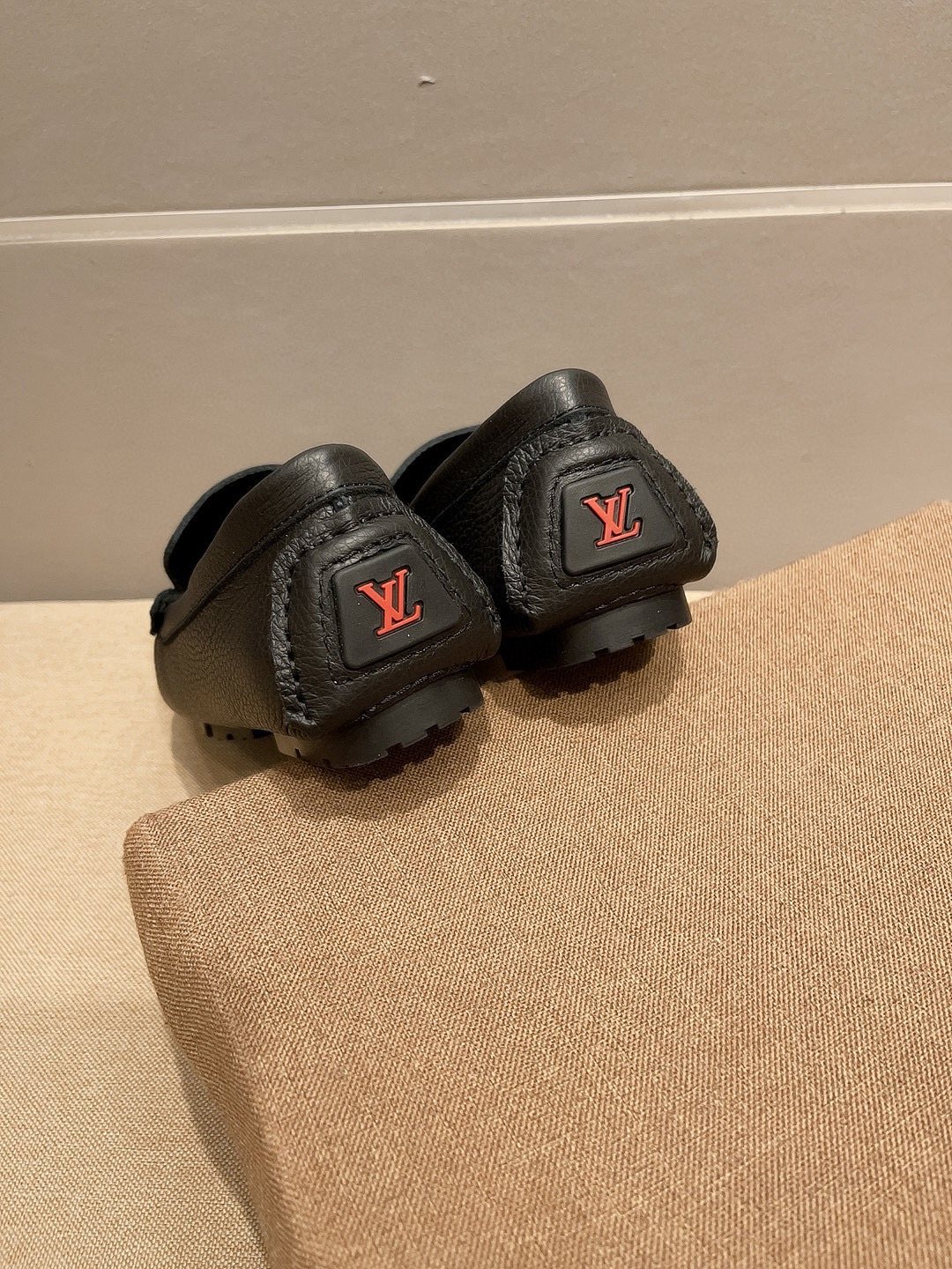 Louis Vuitton Black Gold-Tone Buckle Loafers — back