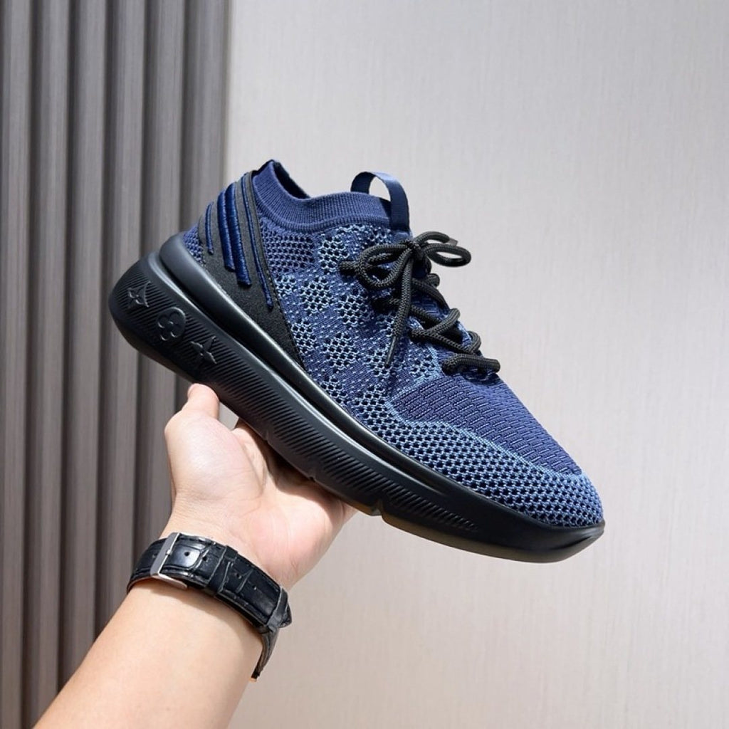 Louis Vuitton Gray Knit Sneakers — model