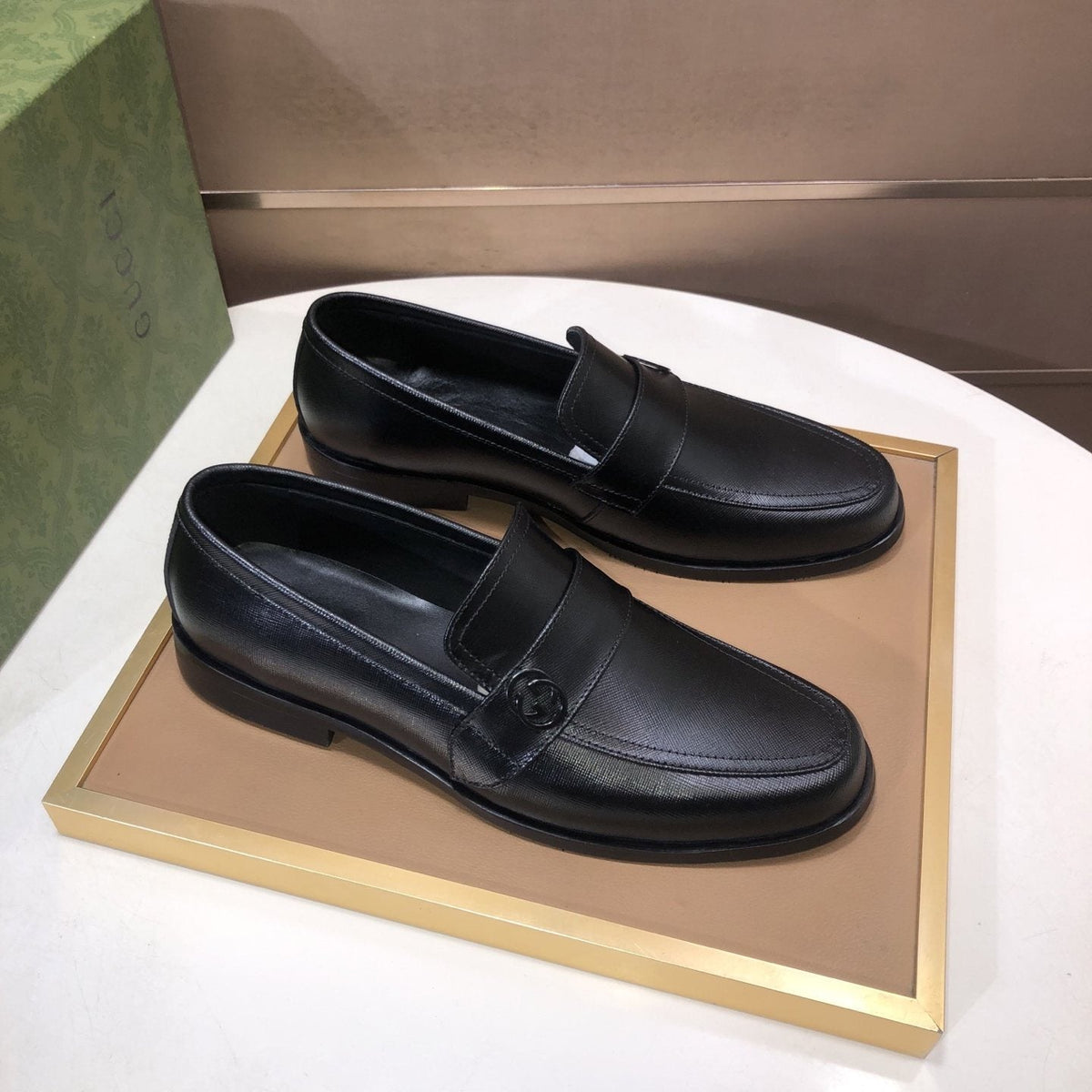 Gucci Black Leather Loafers — front