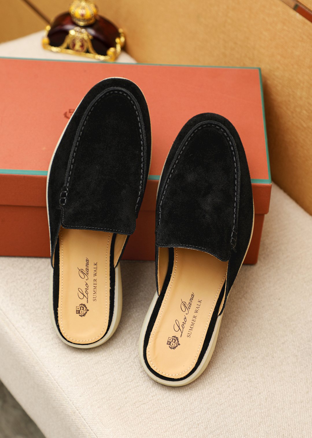 Loro Piana Suede Backless Loafers — hero