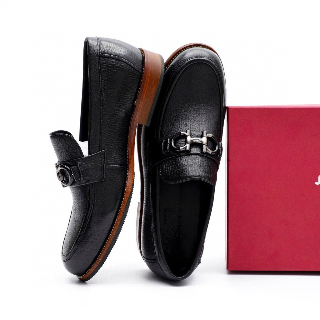 Salvatore Ferragamo Black Leather Bit Loafers — side