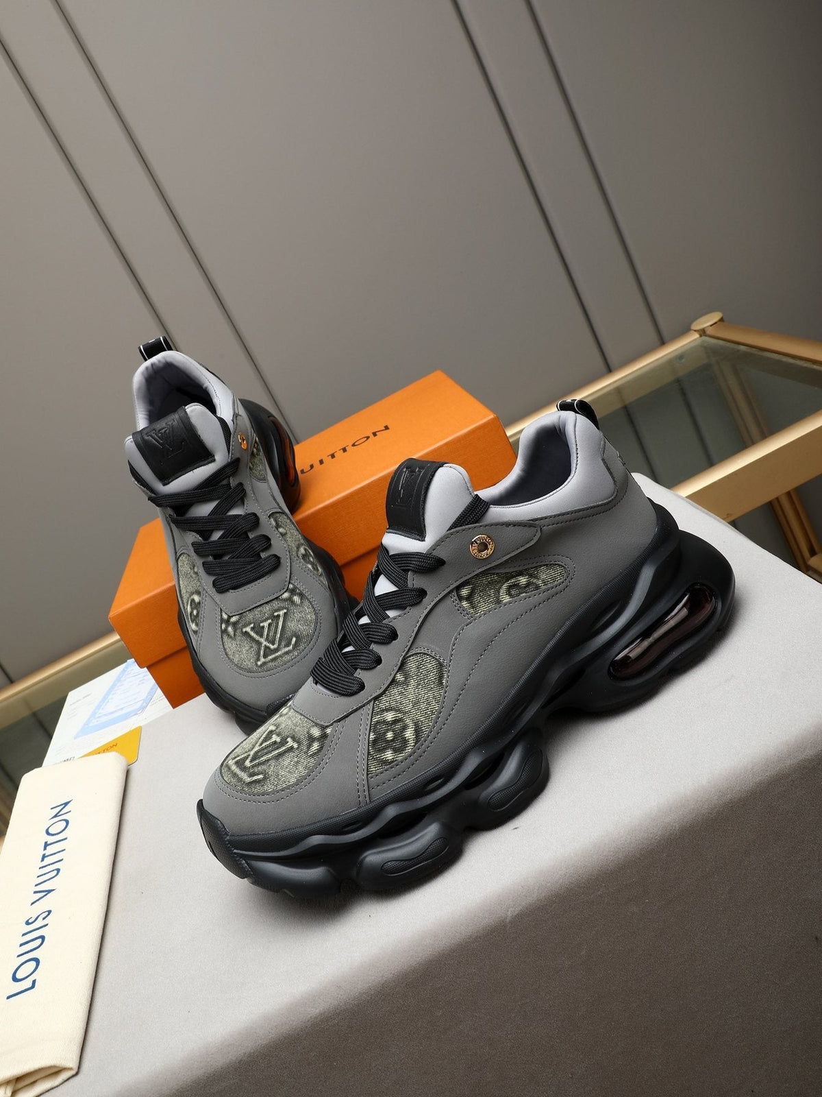 Louis Vuitton Patterned Panel Chunky Sneakers — side