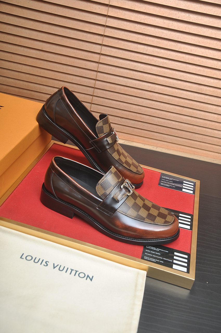 Louis Vuitton Checkered Buckle Loafers — front
