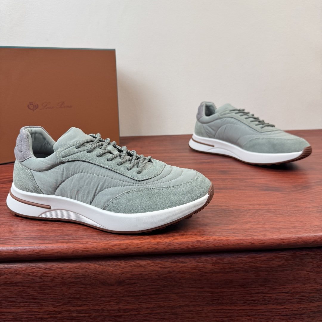 Loro Piana Light Gray Low-Top Sneakers — front
