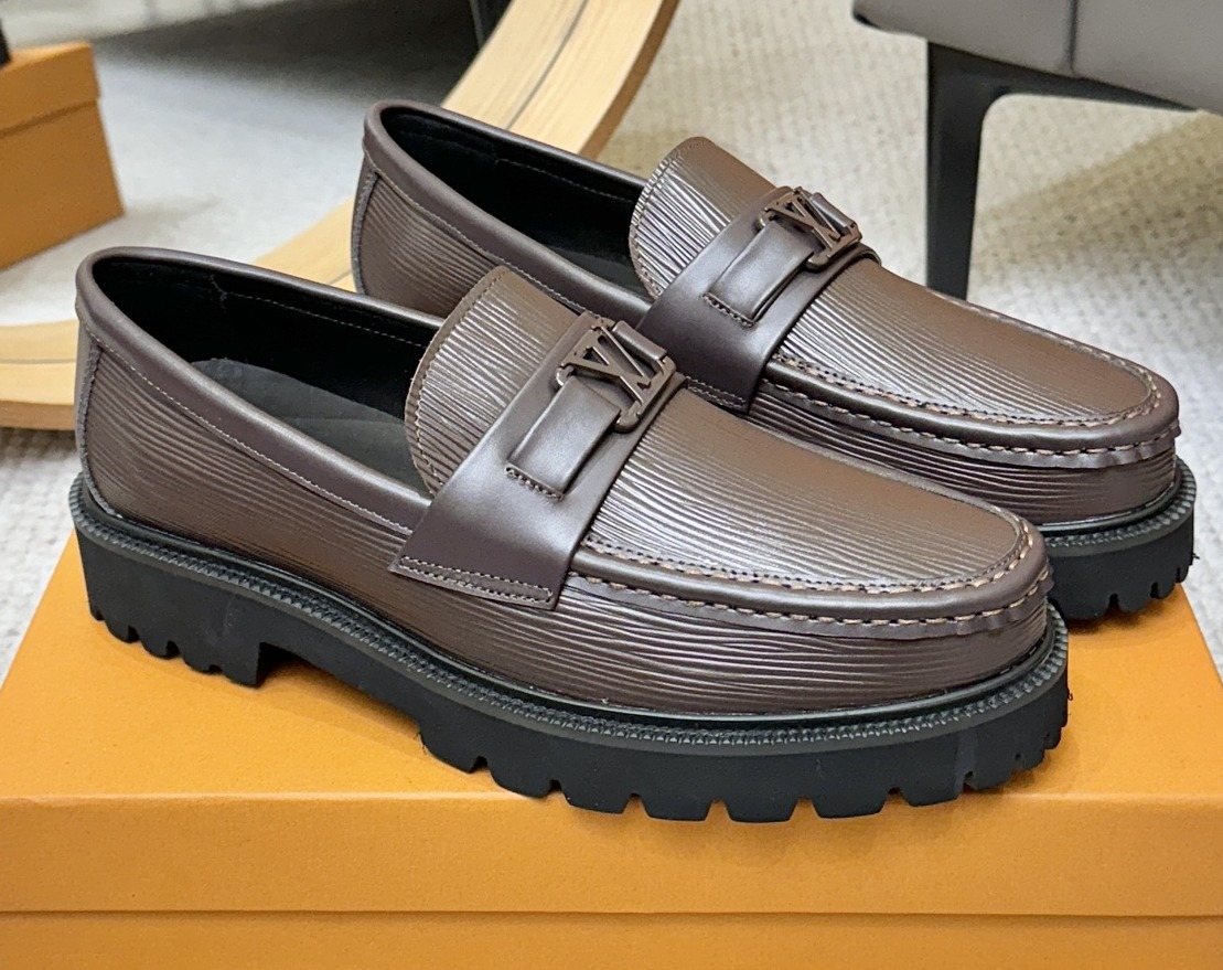 Louis Vuitton Textured Lug Sole Loafers — front