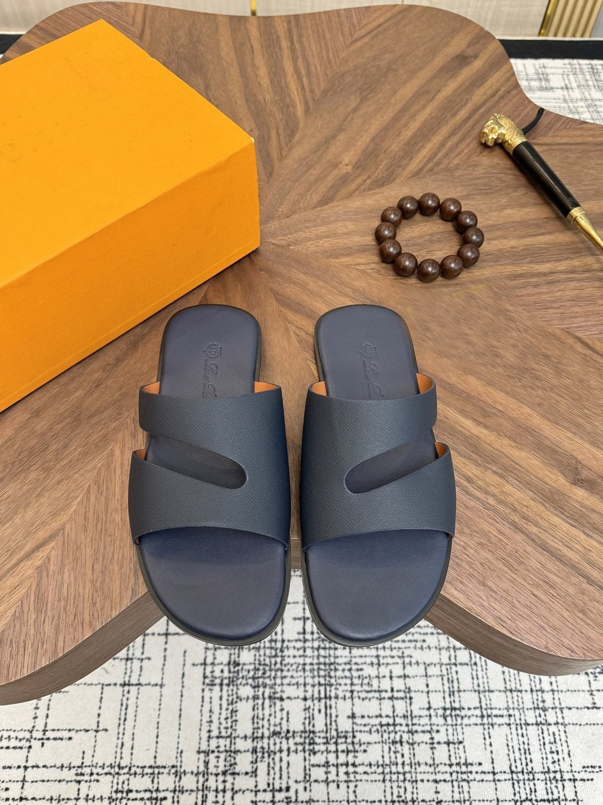 Loro Piana Cross-Strap Slide Sandals — front